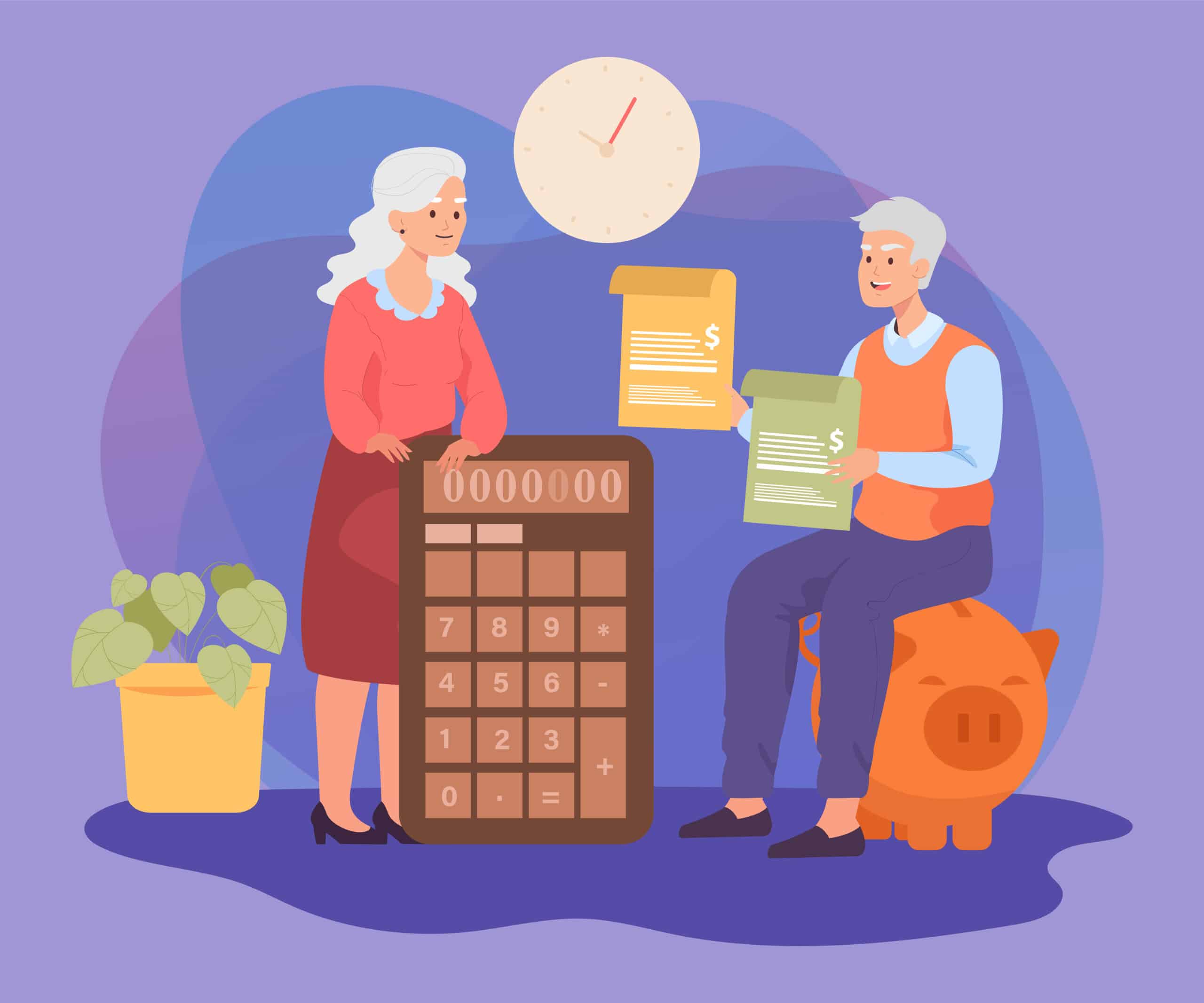 Retirement plan strategy for senior people vector illustration